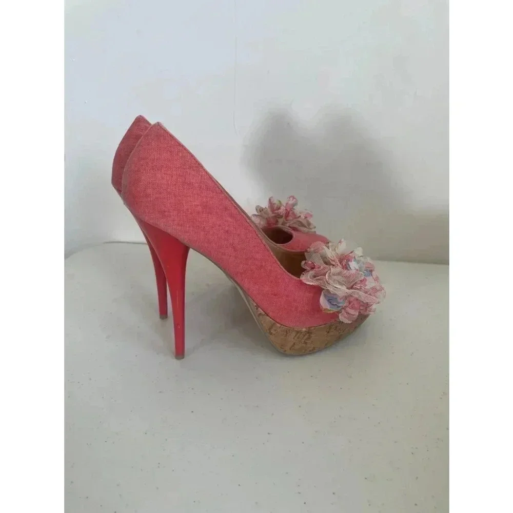 Women's‎ Diva Lounge Pink Floral Platform 6” High Heels Size 8.5 EUC!